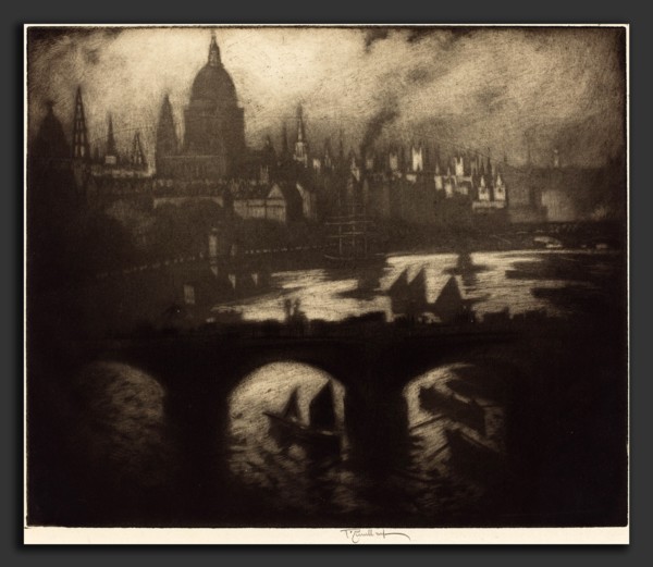 Joseph Pennell, Wren's City, American, 1857 - 1926, 1909, mezzotint on laid paper