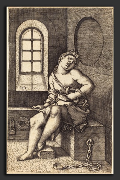 Sebald Beham (German, 1500 - 1550), Cleopatra Seated, engraving