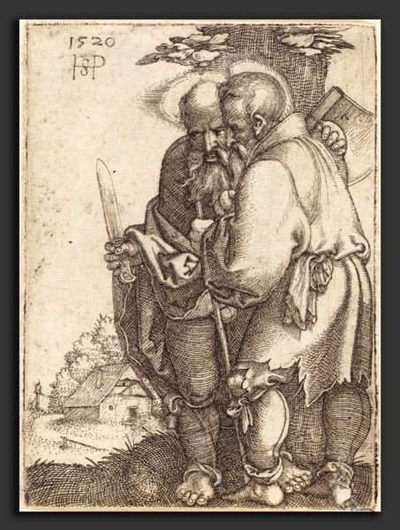 Sebald Beham (German, 1500 - 1550), Bartholomew and Matthias, 1520, engraving