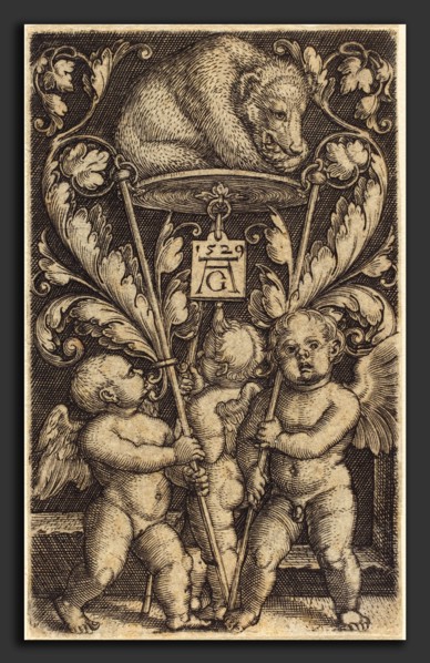 Heinrich Aldegrever (German, 1502 - 1555-1561), Three Cupids and a Bear, 1529
