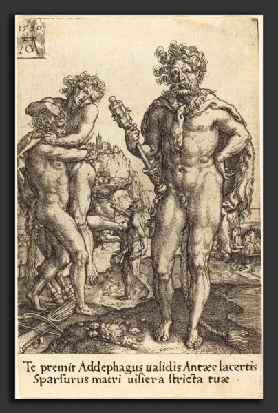 Heinrich Aldegrever (German, 1502 - 1555-1561), Hercules and Anthaeus, 1550