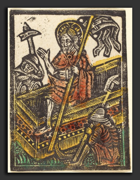 Workshop of Master of the Aachen Madonna, The Resurrection, 1460-1480, metalcut, hand-colored in