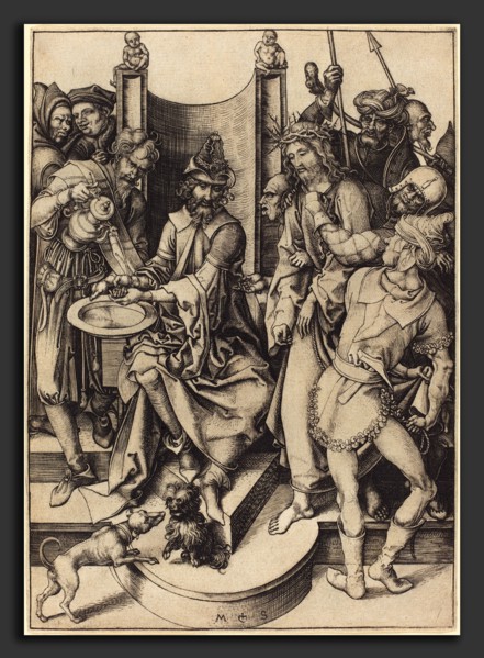 Martin Schongauer (German, c. 1450 - 1491), Christ before Pilate, c. 1480, engraving on laid paper