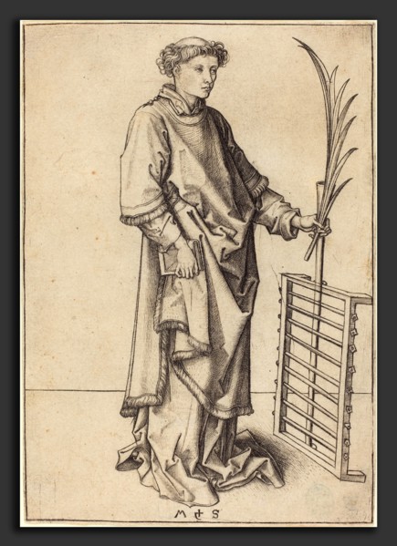 Martin Schongauer (German, c. 1450 - 1491), Saint Lawrence, c. 1490-1491, engraving