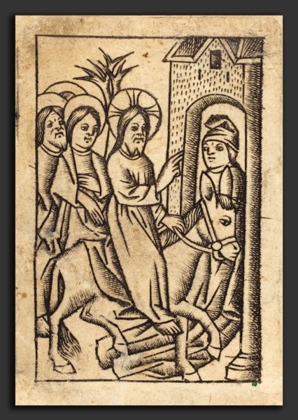 Master of St. Erasmus (German, active c. 1450-1470), Christ's Entry into Jerusalem [left], c.