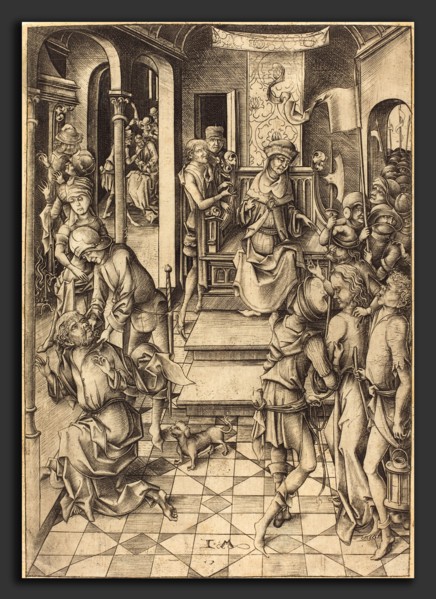 Israhel van Meckenem (German, c. 1445 - 1503), Christ before Annas, c. 1480, engraving