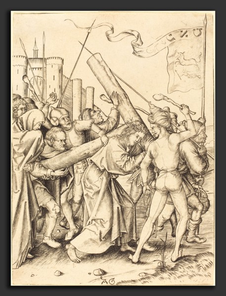 Master AG (German, active c. 1475-1490), Christ Carrying the Cross, engraving