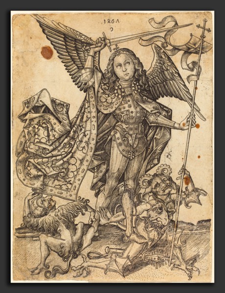 Master E.S. (German, active c. 1450 - active 1467), Saint Michael Defeating the Devils, 1467,
