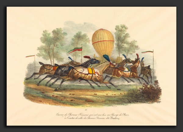 Carle Vernet (French, 1758 - 1836), French Race Horses, hand-colored lithograph