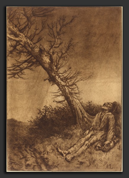 Alphonse Legros, Death of the Vagabond (La mort du vagabond), French, 1837 - 1911, etching,