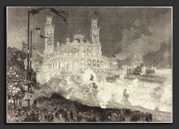 Auguste LepÃ¨re (French, 1849 - 1918), 14 Juillet.  Illumination du Palais du Trocadéro, 1883, wood