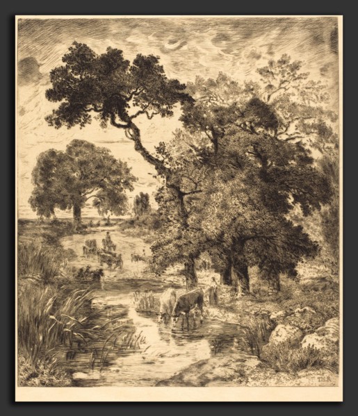 Félix Bracquemond after Théodore Rousseau (French, 1833 - 1914), Evening, 1882, etching and