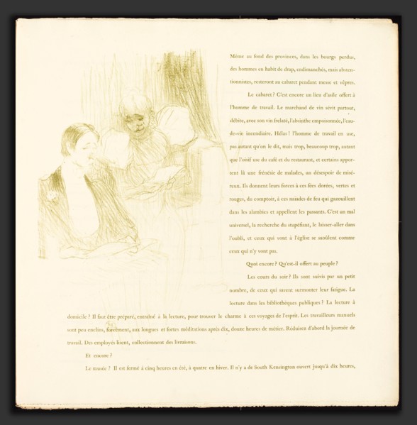 Henri de Toulouse-Lautrec (French, 1864 - 1901), Yvette Guilbert, 1894, lithograph in olive green