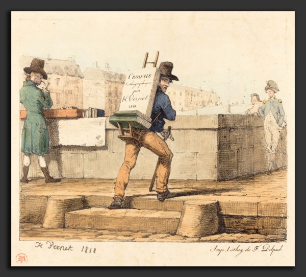 Horace Vernet (French, 1789 - 1863), Artist Carrying Easel with a Lithographic Stone, 1818,