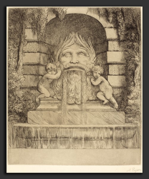 Alphonse Legros, Fountain: Grotesque, Children and Basin (Une fountaine: Masque, enfants et