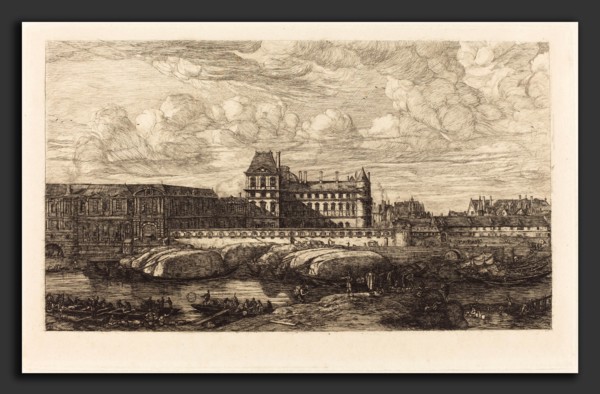 Charles Meryon (French, 1821 - 1868), L'ancien Louvre d'aprÃ¨s une peinture de Zeeman, 1651 (The