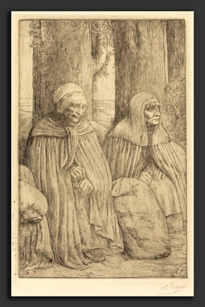 Alphonse Legros, Peasants (Paysannes), French, 1837 - 1911, etching? and drypoint