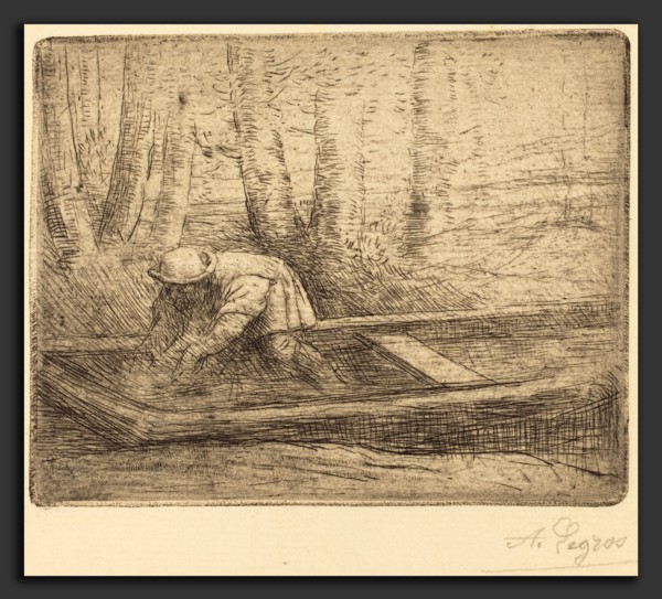 Alphonse Legros, Man in Punt, French, 1837 - 1911, etching