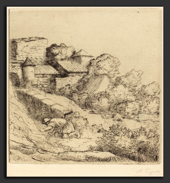 Alphonse Legros, Little Burner of Grass (Le petit bruleur d'herbe), French, 1837 - 1911, etching