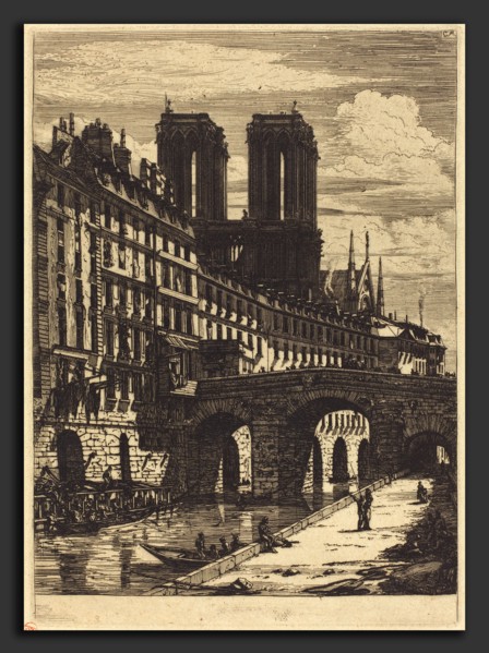 Charles Meryon (French, 1821 - 1868), Le Petit Pont, Paris, 1850, etching and drypoint on