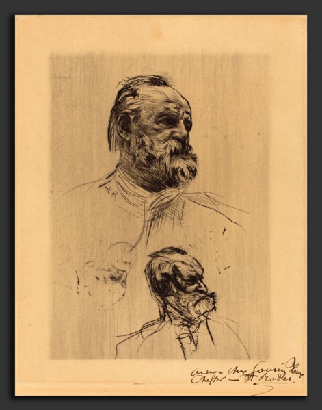 Auguste Rodin (French, 1840 - 1917), Victor Hugo, De Trois Quarts, 1884, drypoint