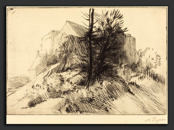 Alphonse Legros, Farm in Winter (Une ferme en hiver), French, 1837 - 1911, etching and drypoint