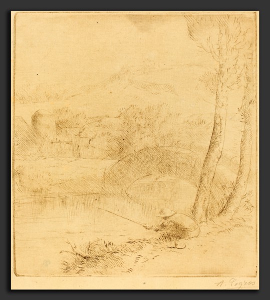 Alphonse Legros, Little Angler (Le petit pecheur a la ligne), French, 1837 - 1911, drypoint