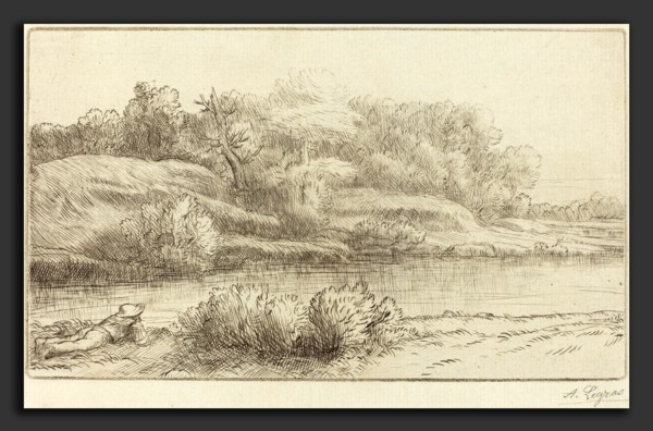 Alphonse Legros, Banks of the Venelle (Bord de la Venelle), French, 1837 - 1911, drypoint
