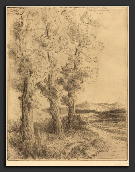 Alphonse Legros, Woman Reading: Lesson under the Trees (La liseuse: La lecture sous les arbres),