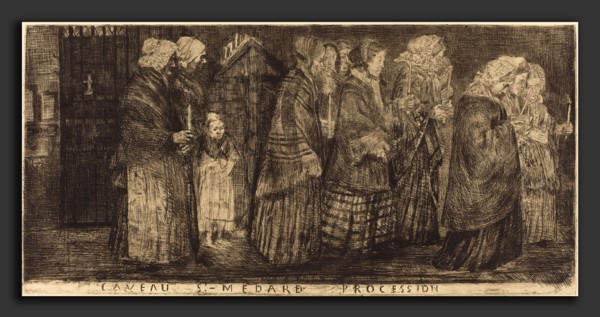 Alphonse Legros (French, 1837 - 1911), Procession in the Sepulchre of Saint Medard(Procession dans