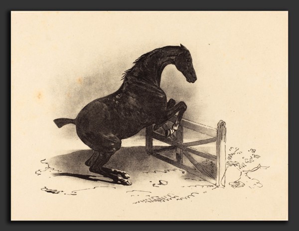 Louis-Pierre-Marie Courtin after Théodore Gericault (French, born 1788), Horse Jumping a Barrier,