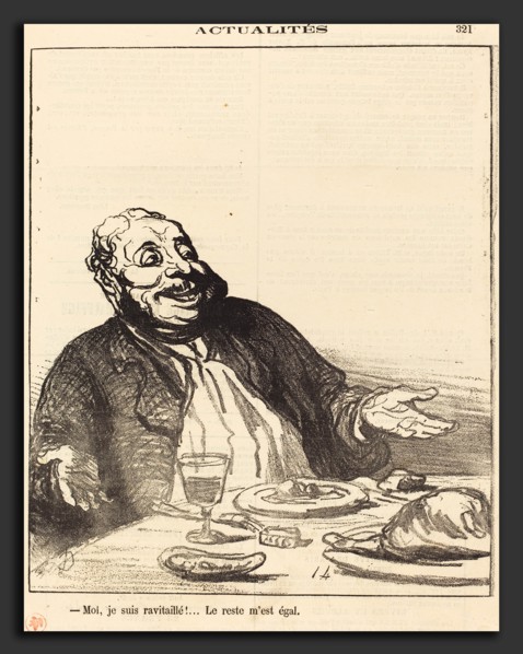 Honoré Daumier (French, 1808 - 1879), Moi je suis ravitaillé!, 1871, gillotype on newsprint