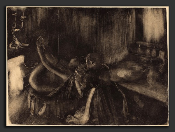 Edgar Degas (French, 1834 - 1917), Woman by a Fireplace, 1880-1890, monotype on heavy laid paper