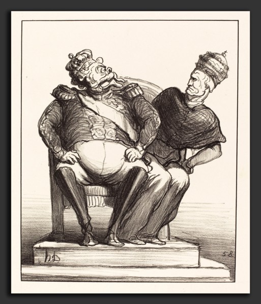 Honoré Daumier (French, 1808 - 1879), Trop étroit pour deux, 1870, lithograph