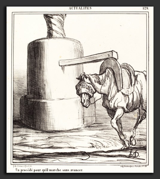 Honoré Daumier (French, 1808 - 1879), Un procédé pour qu'il marche sans avancer, 1868, lithograph