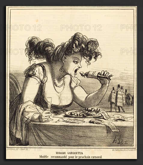 Honoré Daumier (French, 1808 - 1879), Madame Gargantua, 1866, lithograph on newsprint