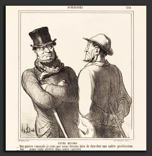Honoré Daumier (French, 1808 - 1879), Entre recors, 1865, lithograph