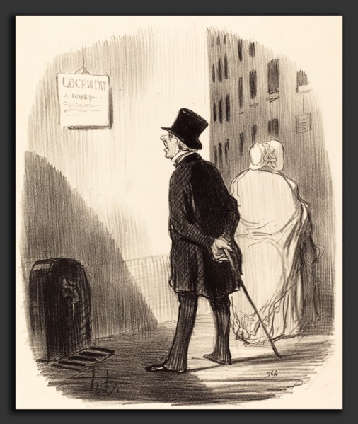 Honoré Daumier (French, 1808 - 1879), Tiens, voilÃ  un écriteau que ma femme a passé, 1848,