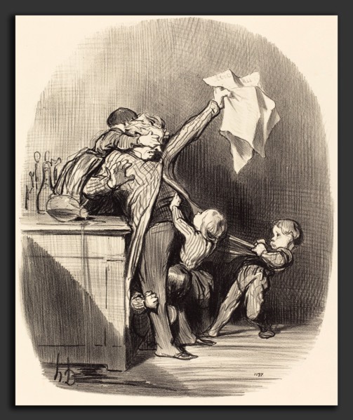 Honoré Daumier (French, 1808 - 1879), Plaisirs de la paternité, 1847, lithograph