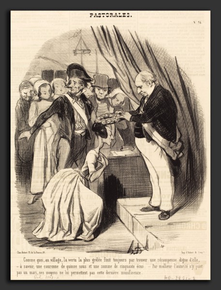 Honoré Daumier (French, 1808 - 1879), Comme quoi, au village, la vertu la plus grÃªlée, 1845,