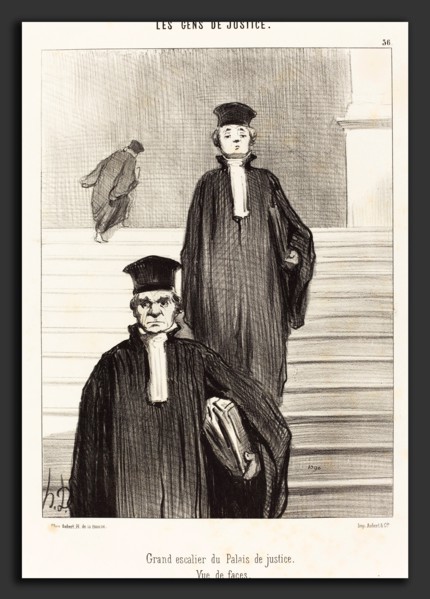 Honoré Daumier (French, 1808 - 1879), Grand escalier du Palais de justice.  Vue de face, 1848,