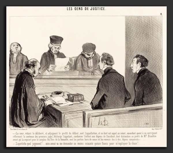 Honoré Daumier (French, 1808 - 1879), La Cour, vidant le délibéré, 1845, lithograph
