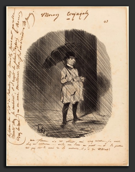 Honoré Daumier (French, 1808 - 1879), Ma femme m'a dit: attends moi cinq minutes, 1842, lithograph