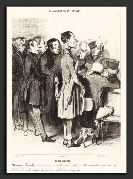 Honoré Daumier (French, 1808 - 1879), Trois heures, 1839, crayon lithograph in black on wove paper