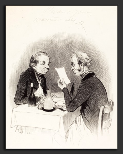 Honoré Daumier (French, 1808 - 1879), Un Diner maigre, 1844, lithograph