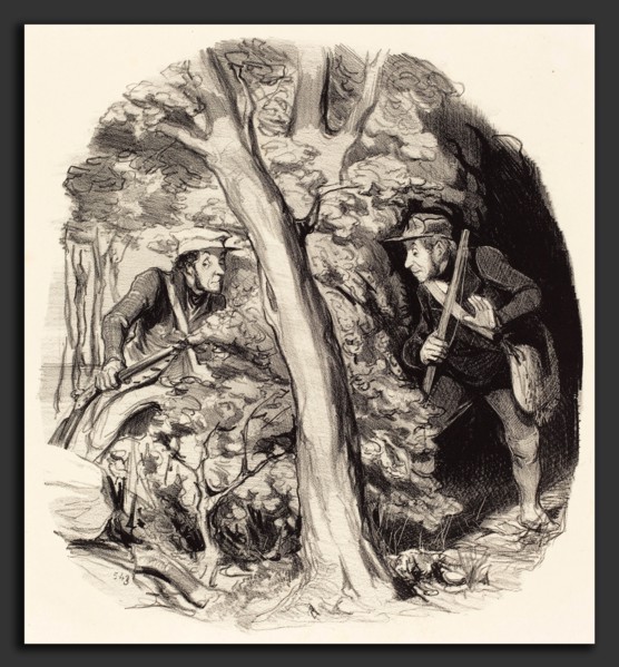Honoré Daumier (French, 1808 - 1879), La Rencontre sous bois, 1844, lithograph