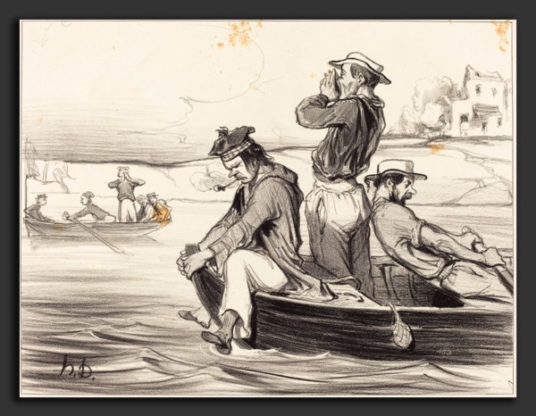 Honoré Daumier (French, 1808 - 1879), Une Rencontre en pleine eau, 1843, lithograph