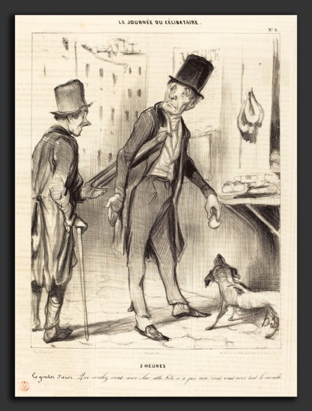 Honoré Daumier (French, 1808 - 1879), 2 heures - Le gouter d'Azor, 1839, lithograph on newsprint