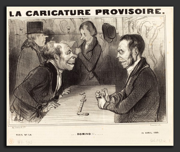 Honoré Daumier (French, 1808 - 1879), Domino!!, 1839, lithograph on newsprint