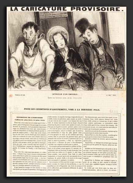 Honoré Daumier (French, 1808 - 1879), Intérieur d'un omnibus, 1839, lithograph on newsprint